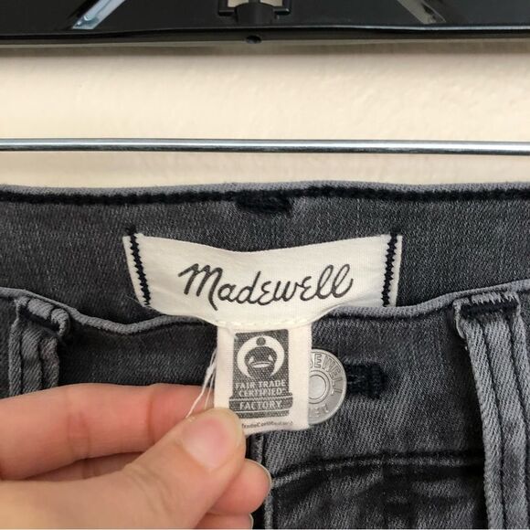 Madewell Stovepipe Grey Gray High Rise Jeans Size 25 Straight Leg Raw Hem - Picture 9 of 15